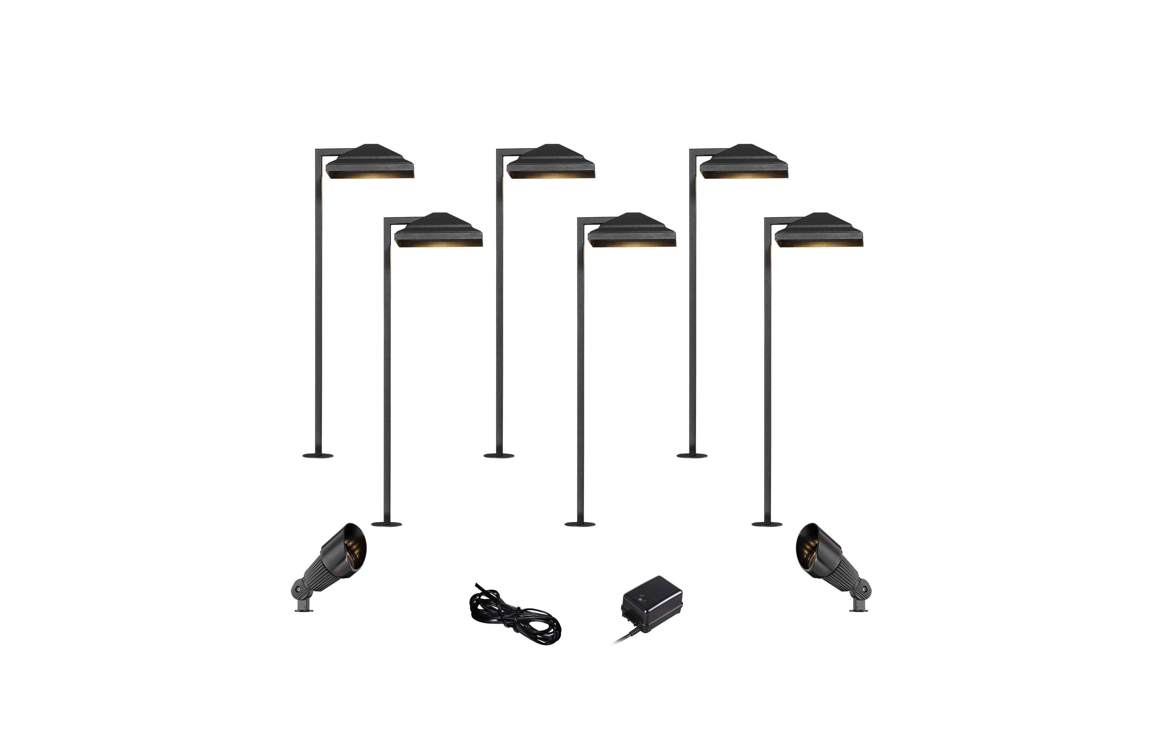 John Timberland Basset High Modern 10-Piece Outdoor Landscape Path and Spot Light Set Porch Led Bulb Textured Finish