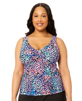 Plus Size V-Neck Monterey Tankini Top