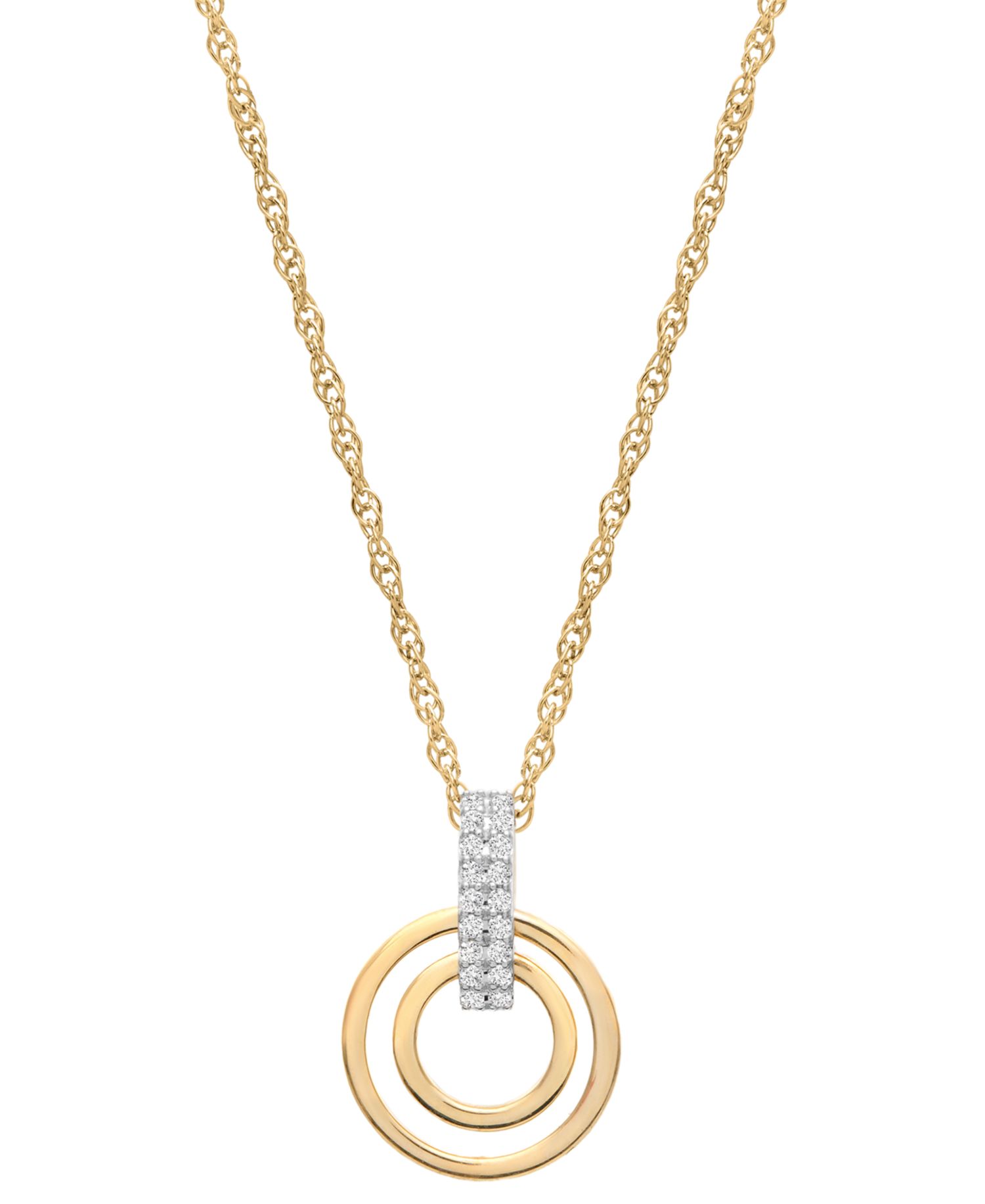 Diamond Circle Pendant Necklace (1/10 ct. t.w.) in 10k Yellow Gold