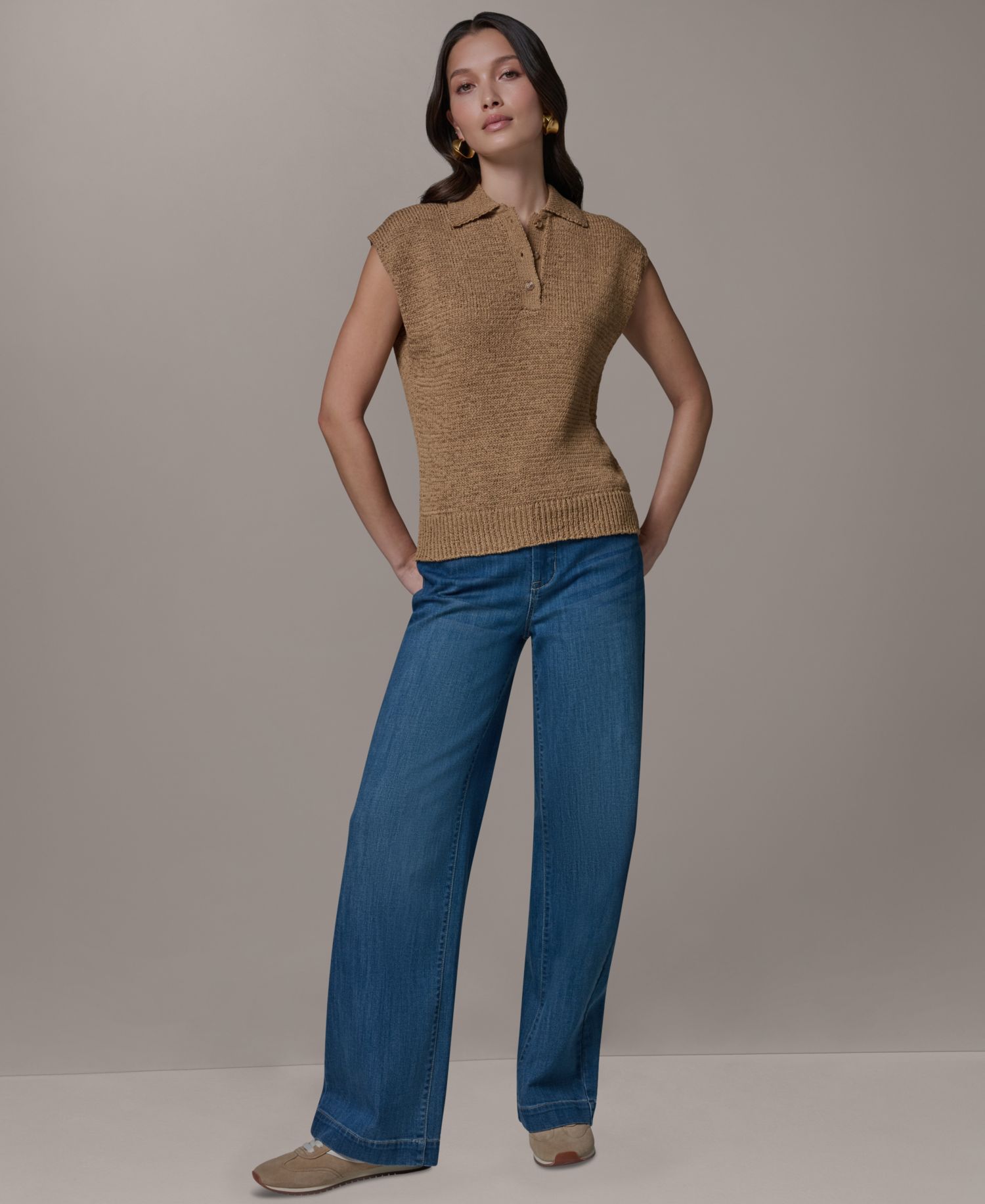 Women's Sleeveless Polo Sweater