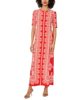 Women's Crewneck Printed Maxi Dress