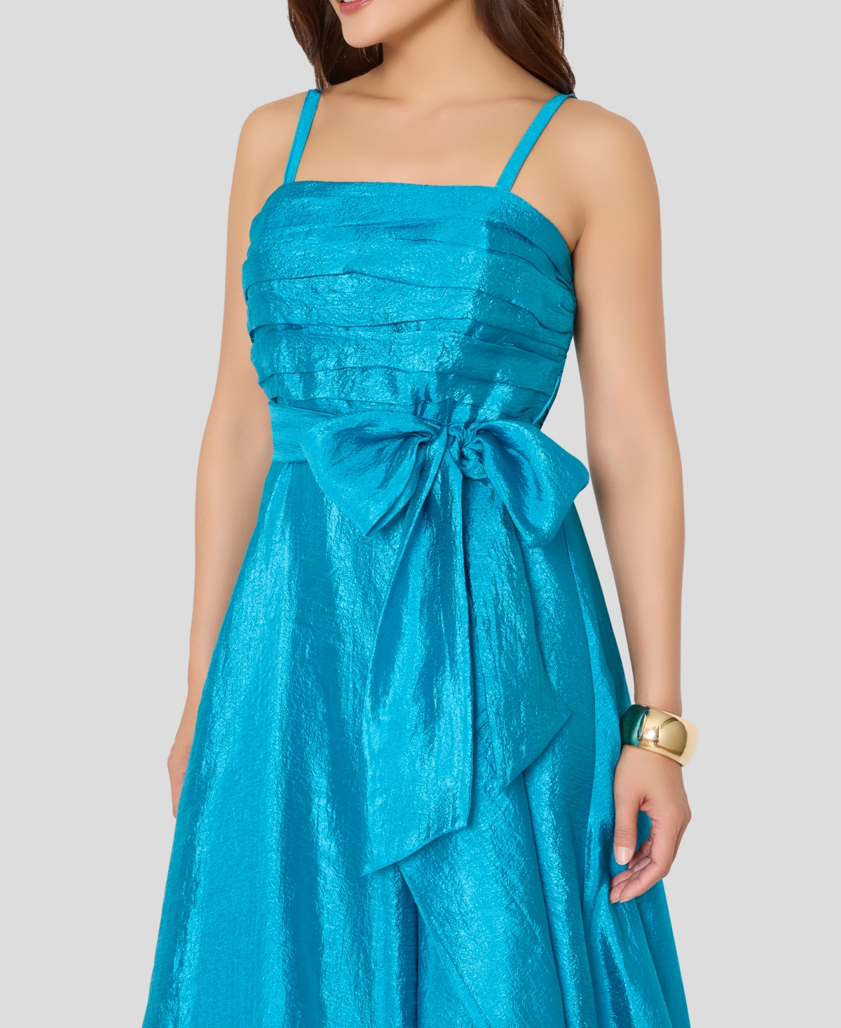 Tahari Asl Women's Pleated Bodice Square Neck Ball Gown