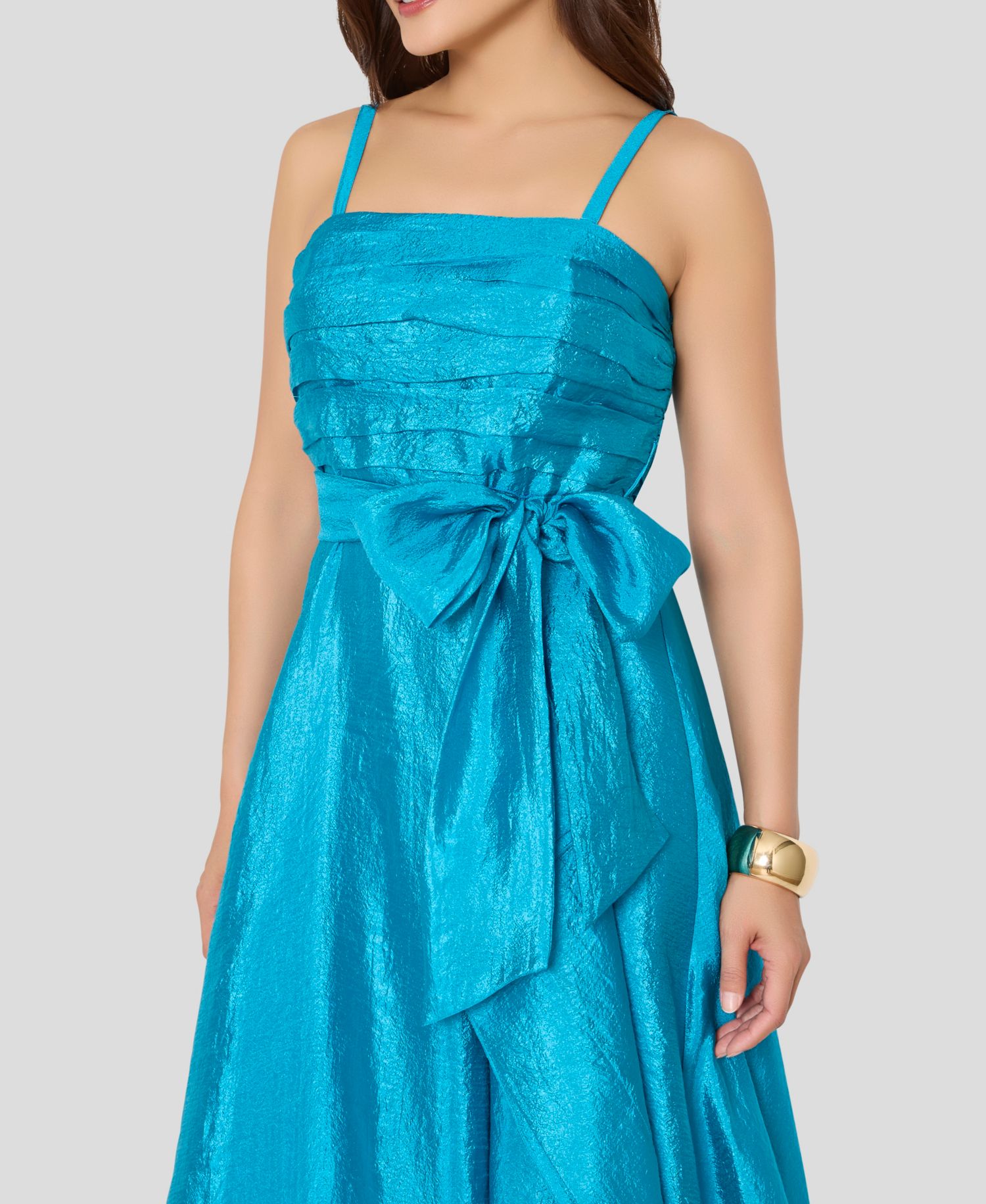 Women's Pleated Bodice Square Neck Ball Gown