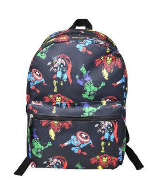 Avengers All Over Print Black 16" Nylon School Backpack for Boys, with a front Pocket