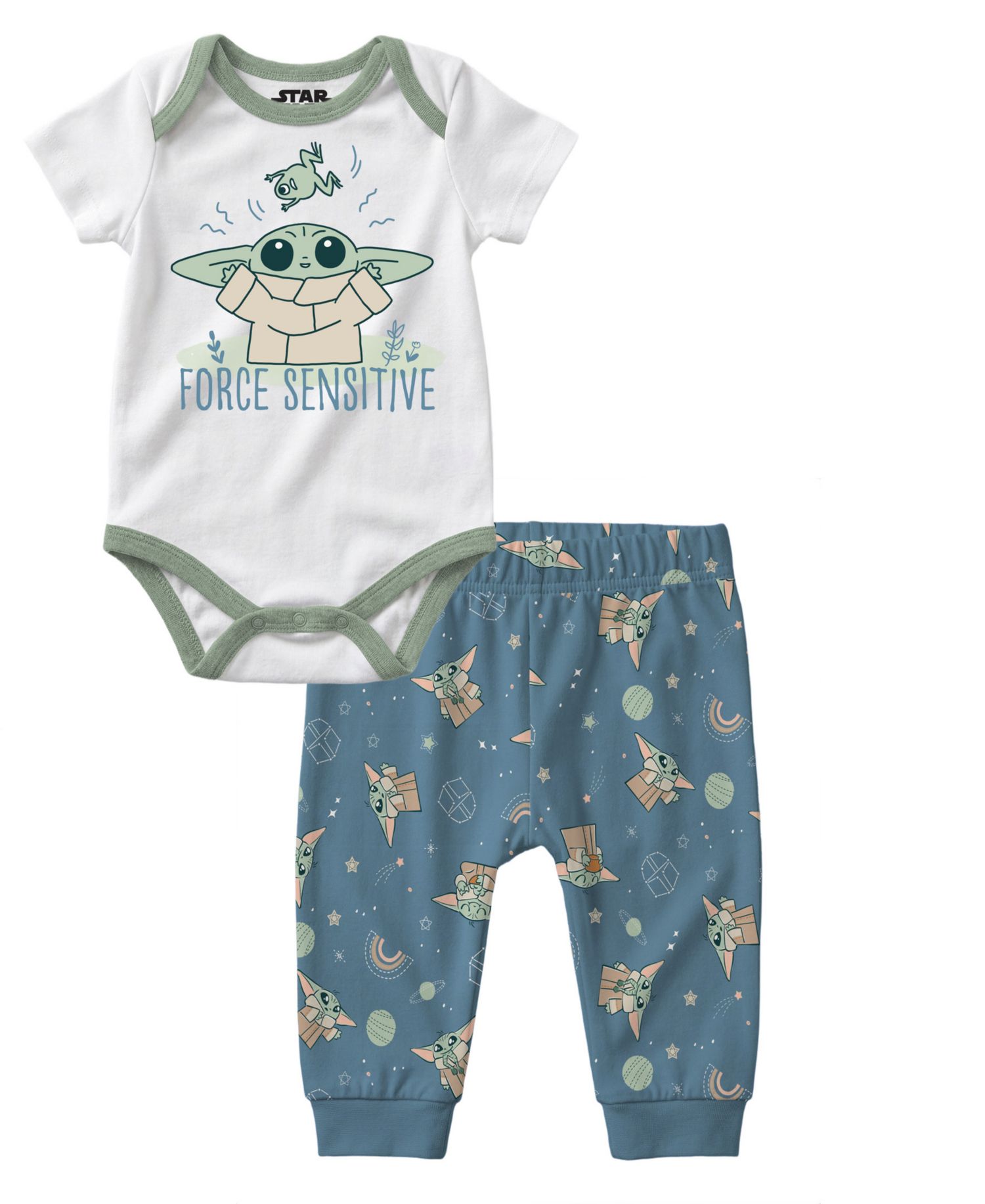 Baby Boys' Star Wars Yoda Short-Sleeve bodysuit and Pants, 2-Piece Set
