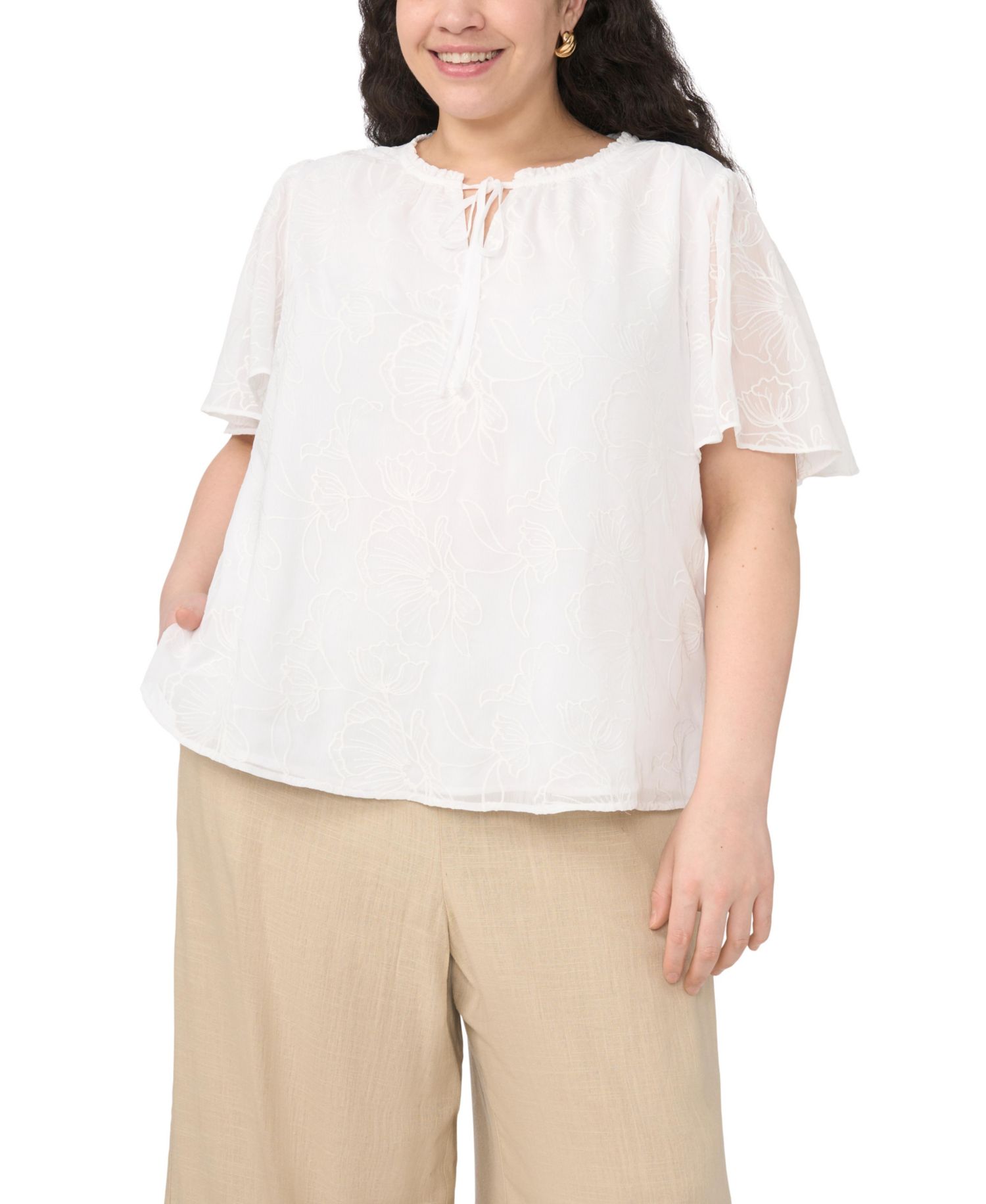 Women's Tie-Neck Princess-Sleeve Blouse