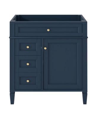 30 Inch Indigo Bathroom Vanity Cabinet, Modern Solid Wood MDF Storage, Soft Close Drawers and Adjustable Shelf, Minimalist for Small Spaces