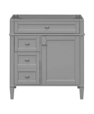 30 Inch Indigo Bathroom Vanity Cabinet, Modern Solid Wood MDF Storage, Soft Close Drawers and Adjustable Shelf, Minimalist for Small Spaces
