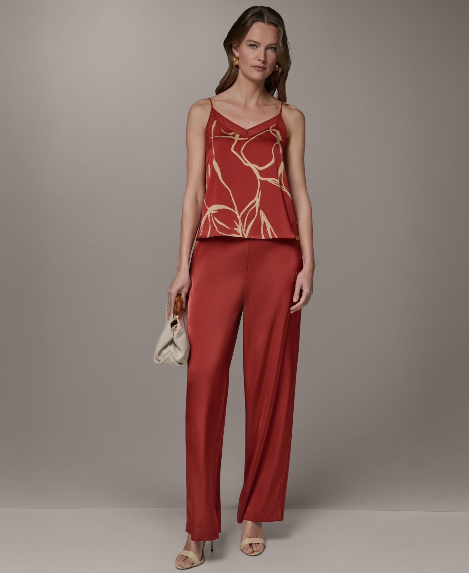 Women's Printed V-Neck Lace Trim Camisole
