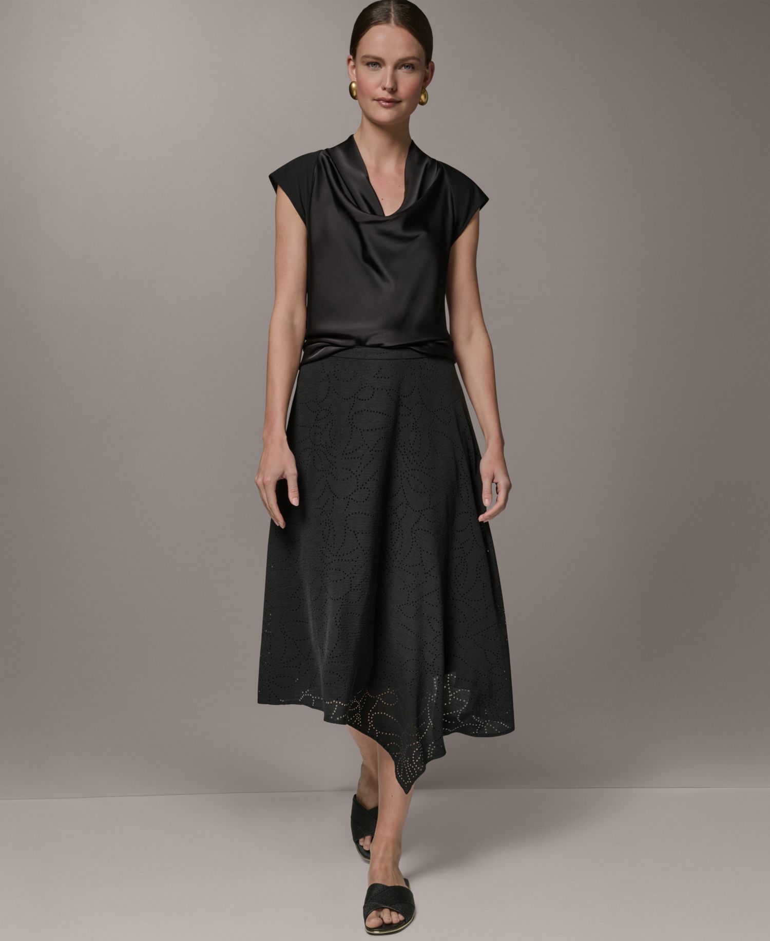 Women's Laser Cut High-Low Skirt
