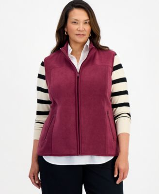 Plus Size Polar Fleece Zip-Front Vest