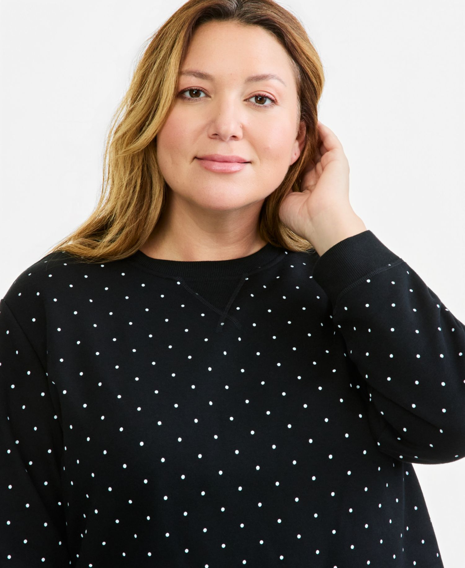 Plus Printed Fleece Crewneck Sweatshirt
