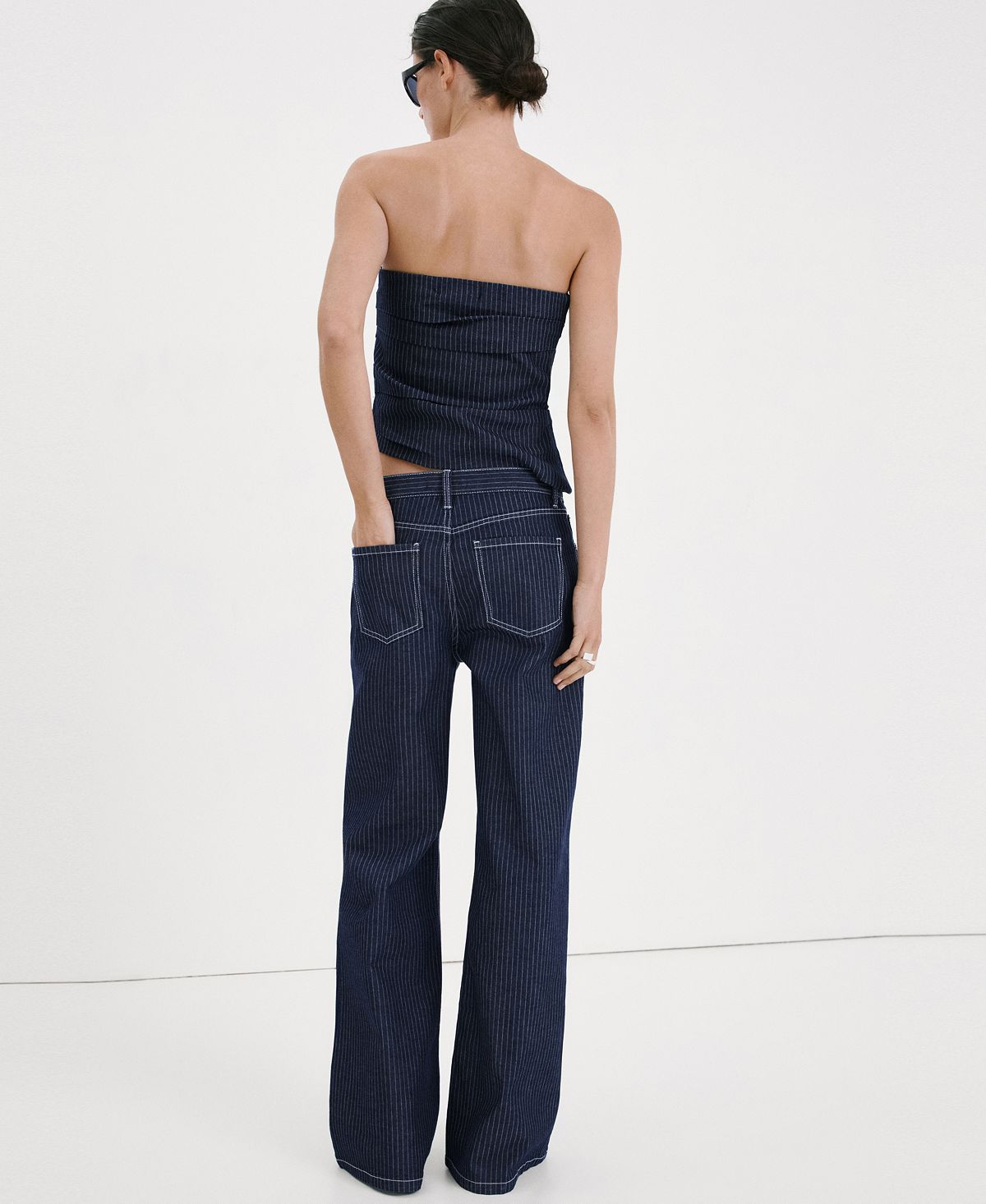 Mango Women's Straight Striped Jeans view 6 — MAYCSS fashion products
