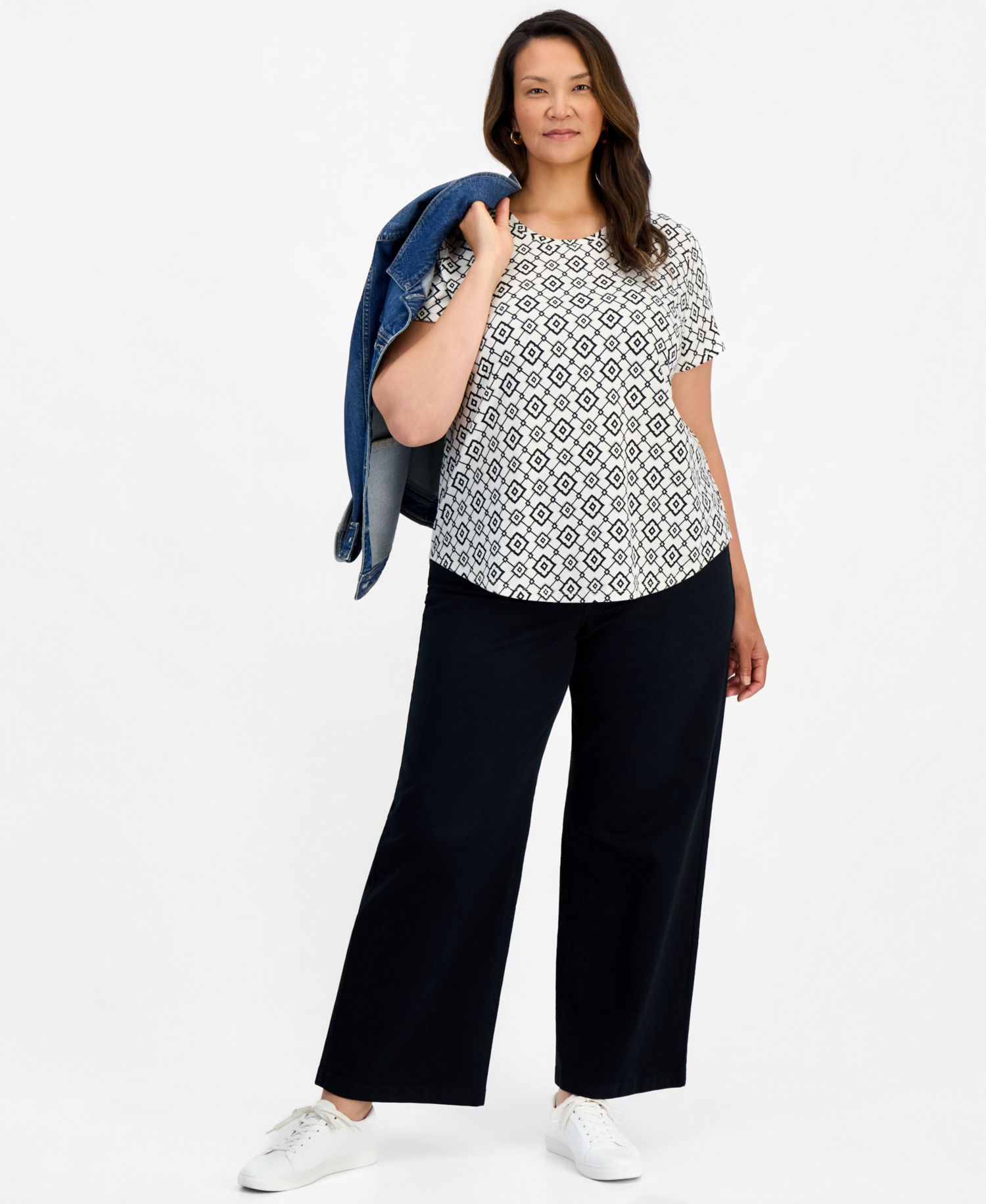 Plus Printed Short-Sleeve Crewneck Tee