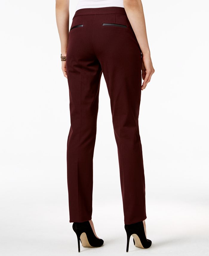 Alfani Petite Faux-Leather-Detail Pants, Created for Macy's - Macy's