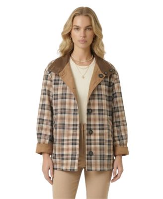 Women's Reversible Plaid Solid-Side Jacket