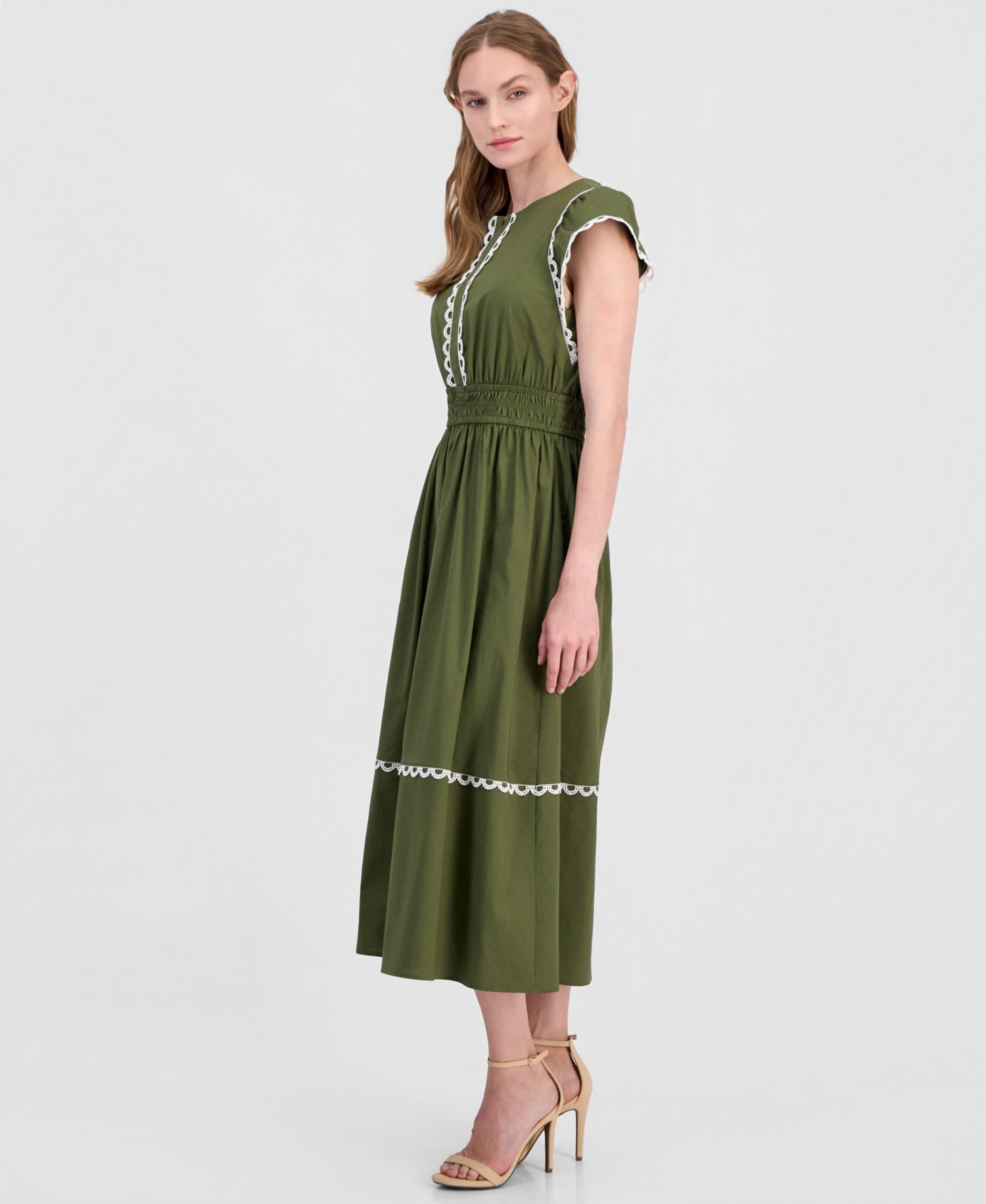 Women's Cotton-Blend Poplin Midi Dress