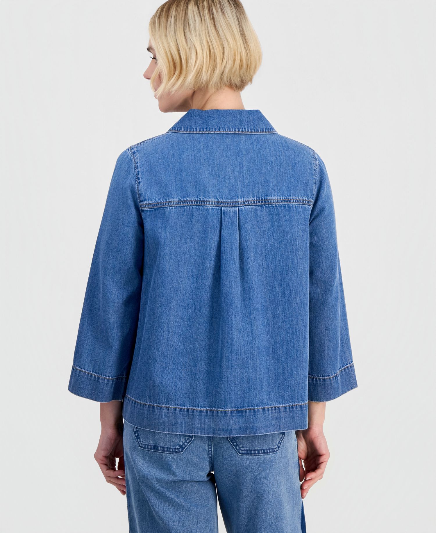 Petite Cotton 3/4-Sleeve Denim Tunic