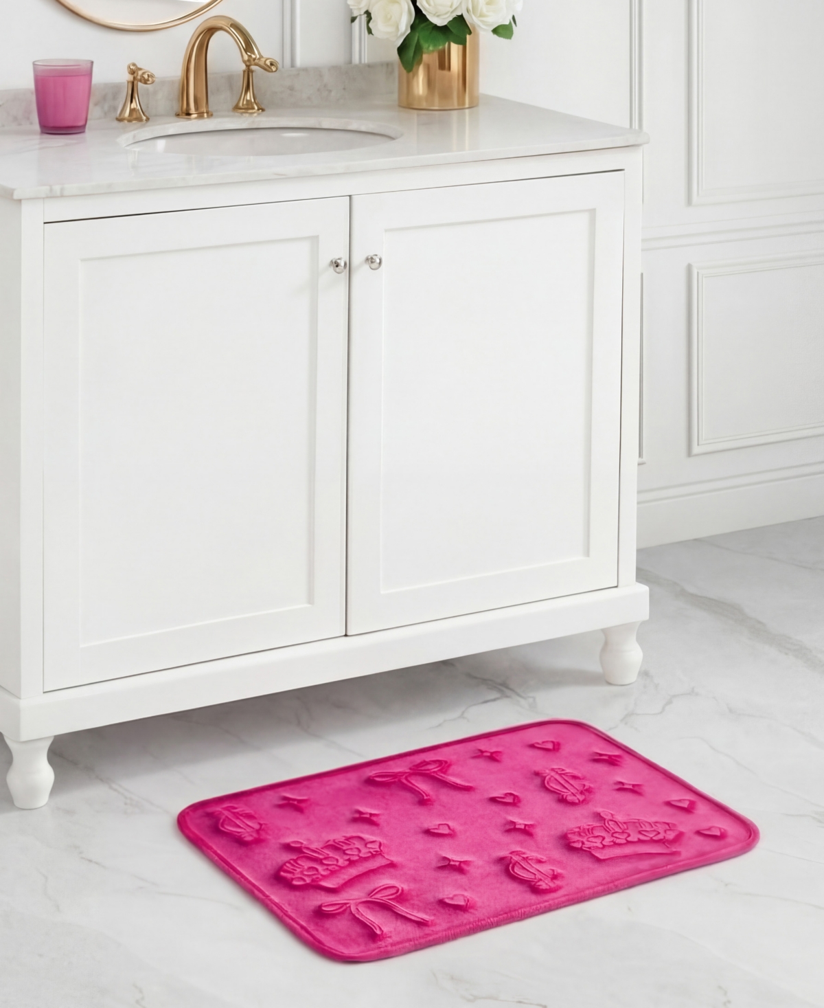 Juicy Couture Crowns and Bows Quilted Memory Foam Bath Mat, 17" x 24"