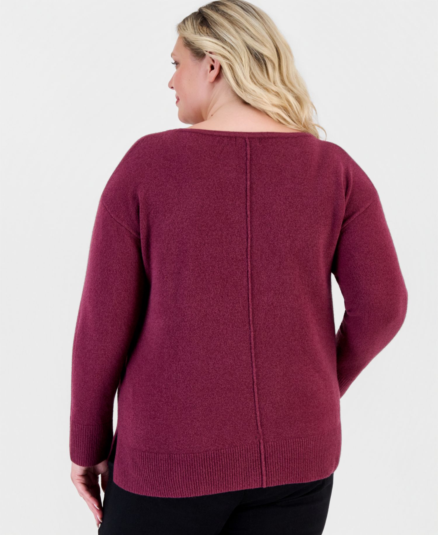 Plus Luxsoft Seamfront Boatneck Tunic Sweater