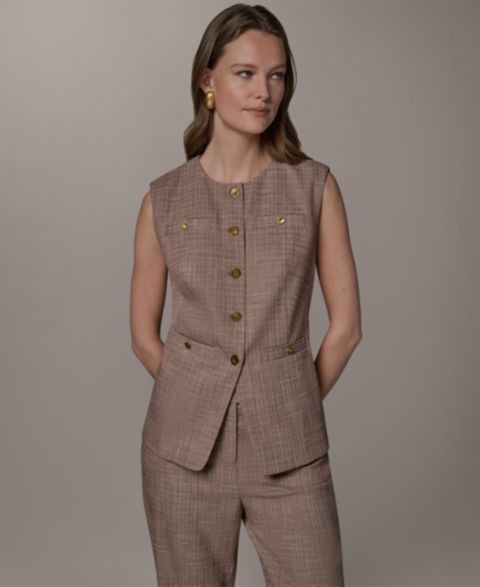 Женские жилеты Donna Karan New York Women's Crewneck Button-Front Vest