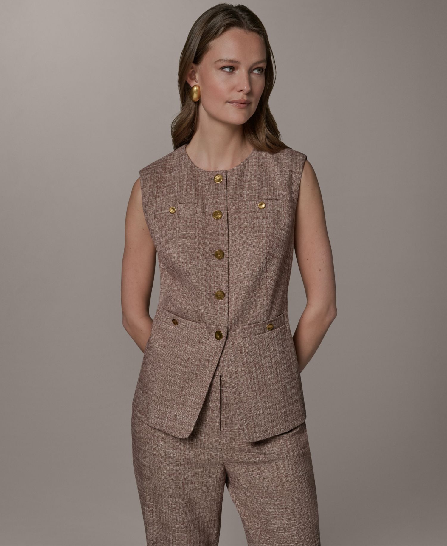 Women's Crewneck Button-Front Vest