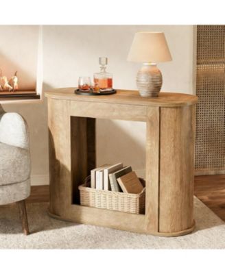Farmhouse Side Table, 2-Tier Narrow End Table with Storage Shelf for Living Room, Rustic Wooden Bedside Nightstand