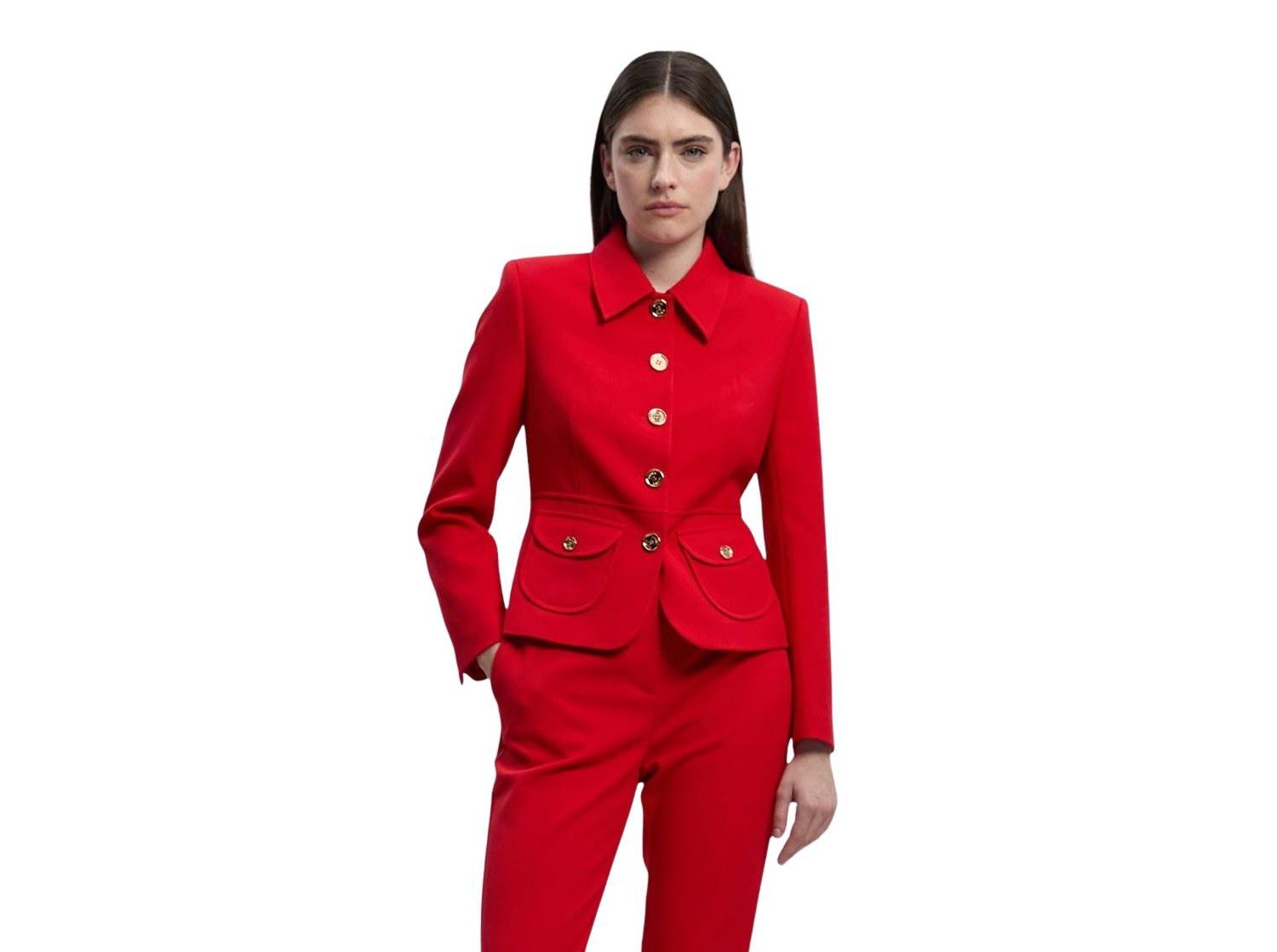 Women's Textured Compact Stretch Tailored Blazer