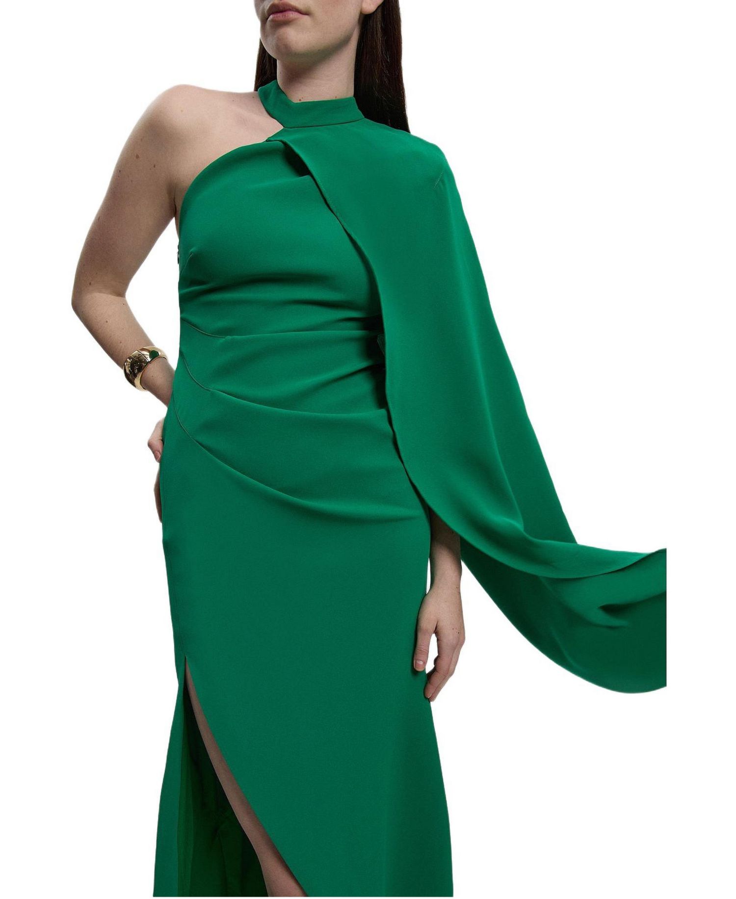 Women's One Shoulder Cape Sleeve Maxi Dress