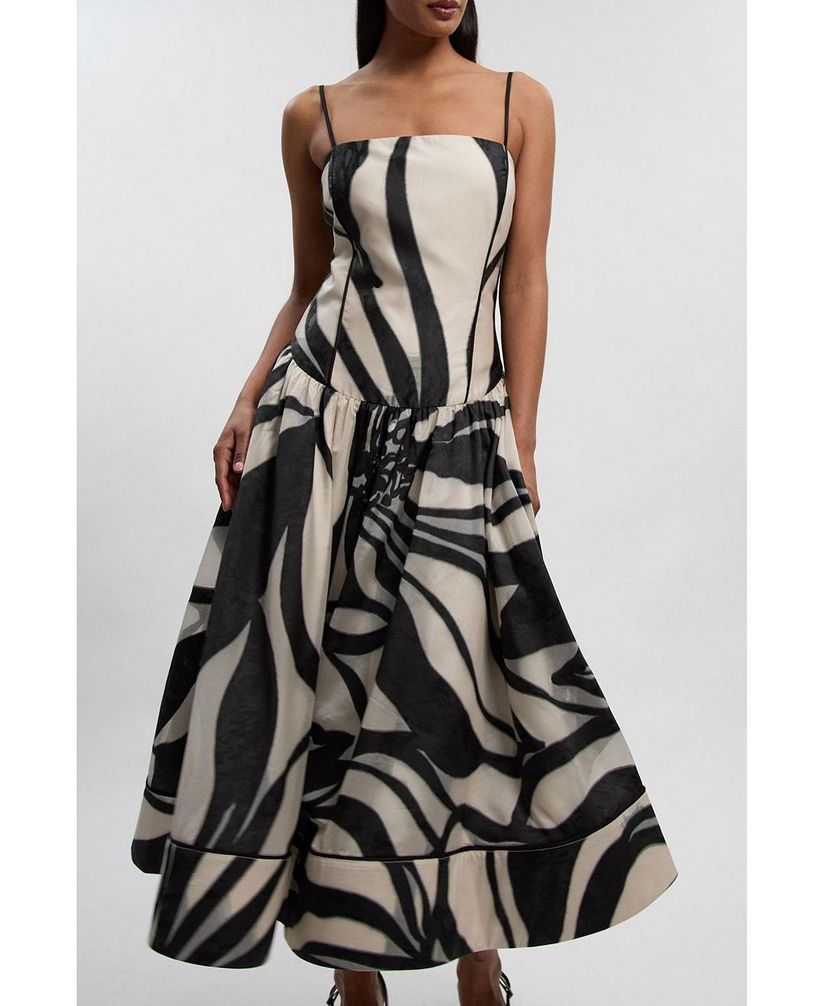 Karen Millen Women's Floral Jacquard Maxi Prom Dress view 8 — MAYCSS fashion products
