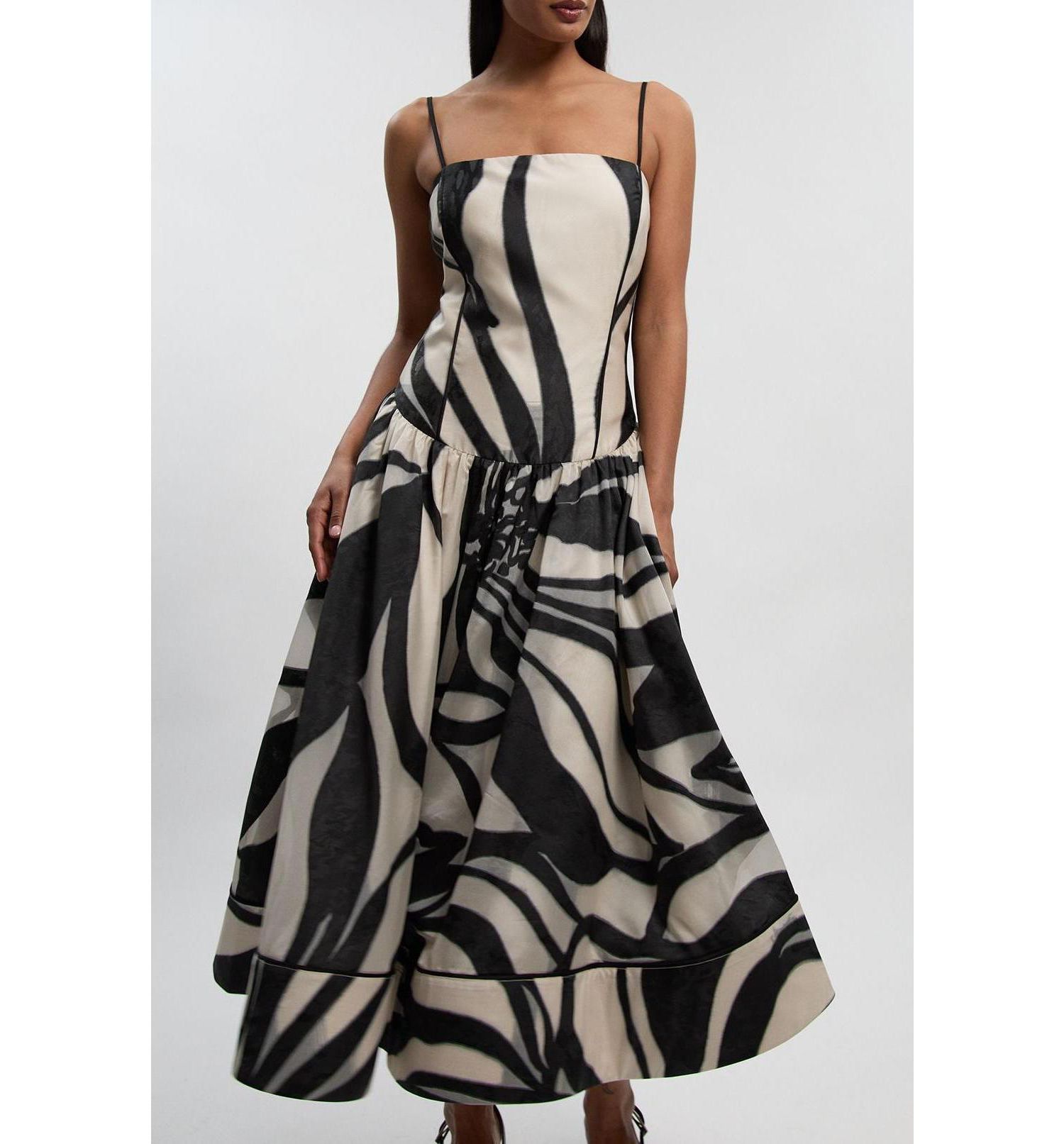 Women's Floral Jacquard Maxi Prom Dress