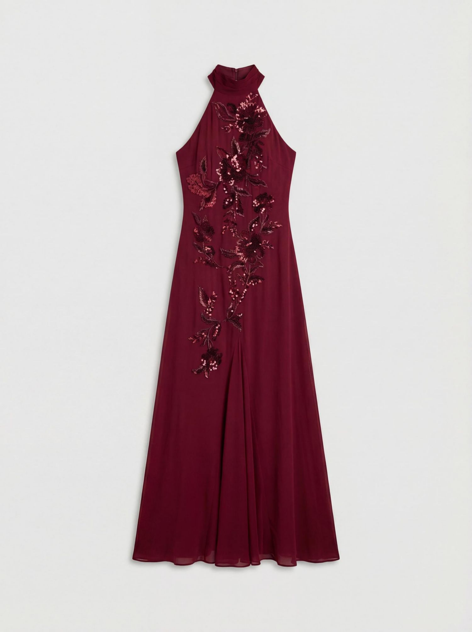 Women's Feather Embellished Halter Maxi Dress