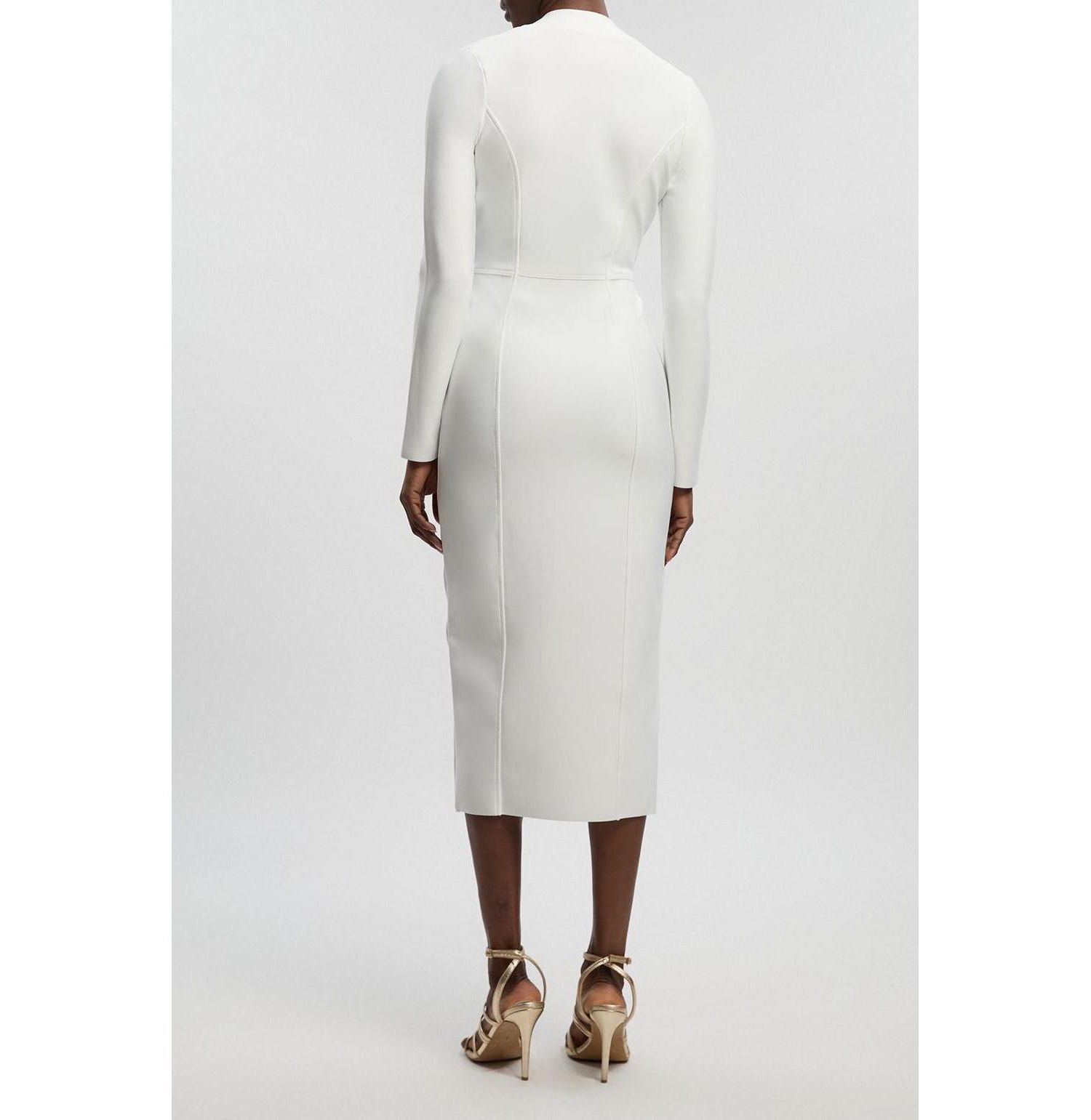 Women's Bandage Zip Detail Midi Dress