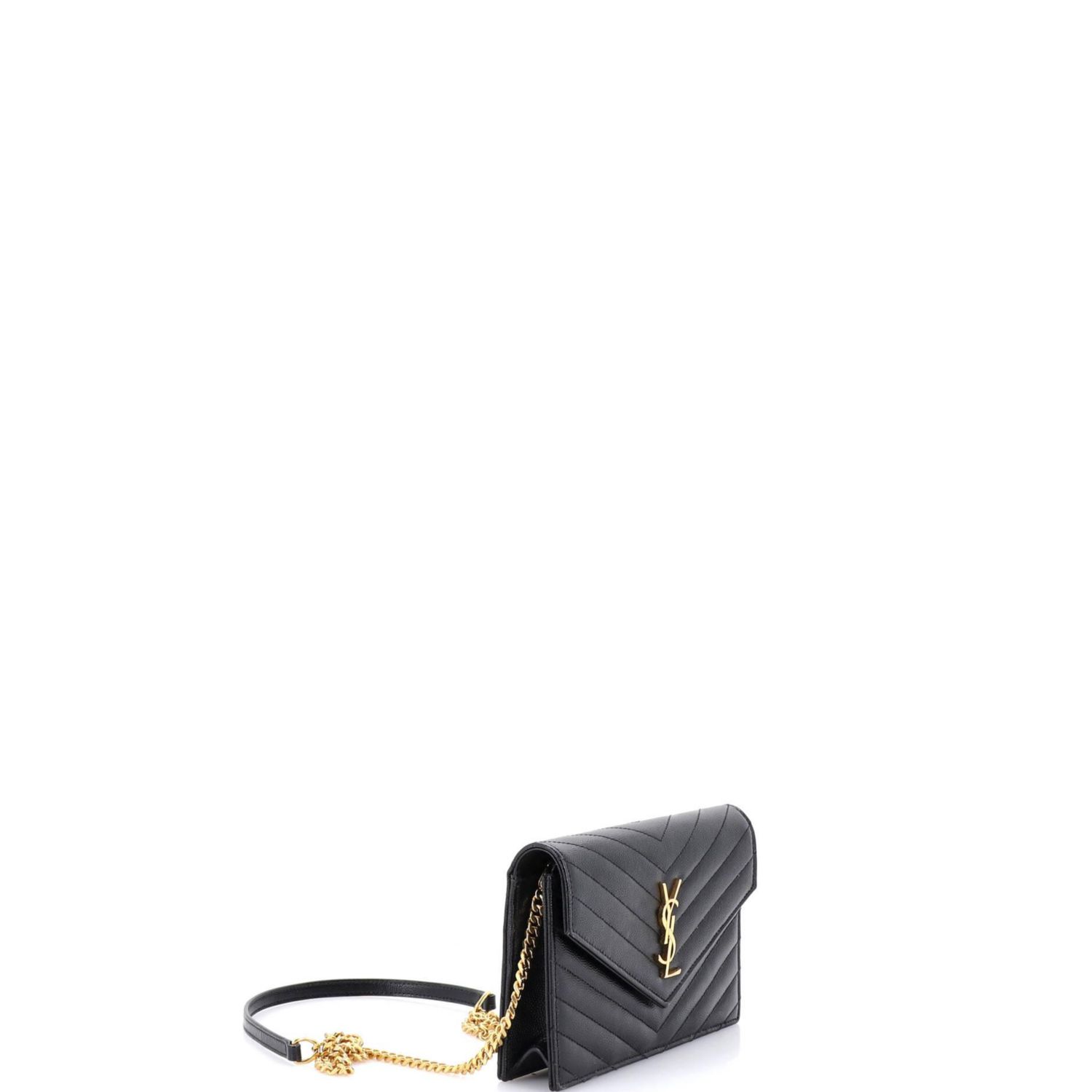 Small Classic Monogram Wallet on Chain Matelasse Chevron Leather