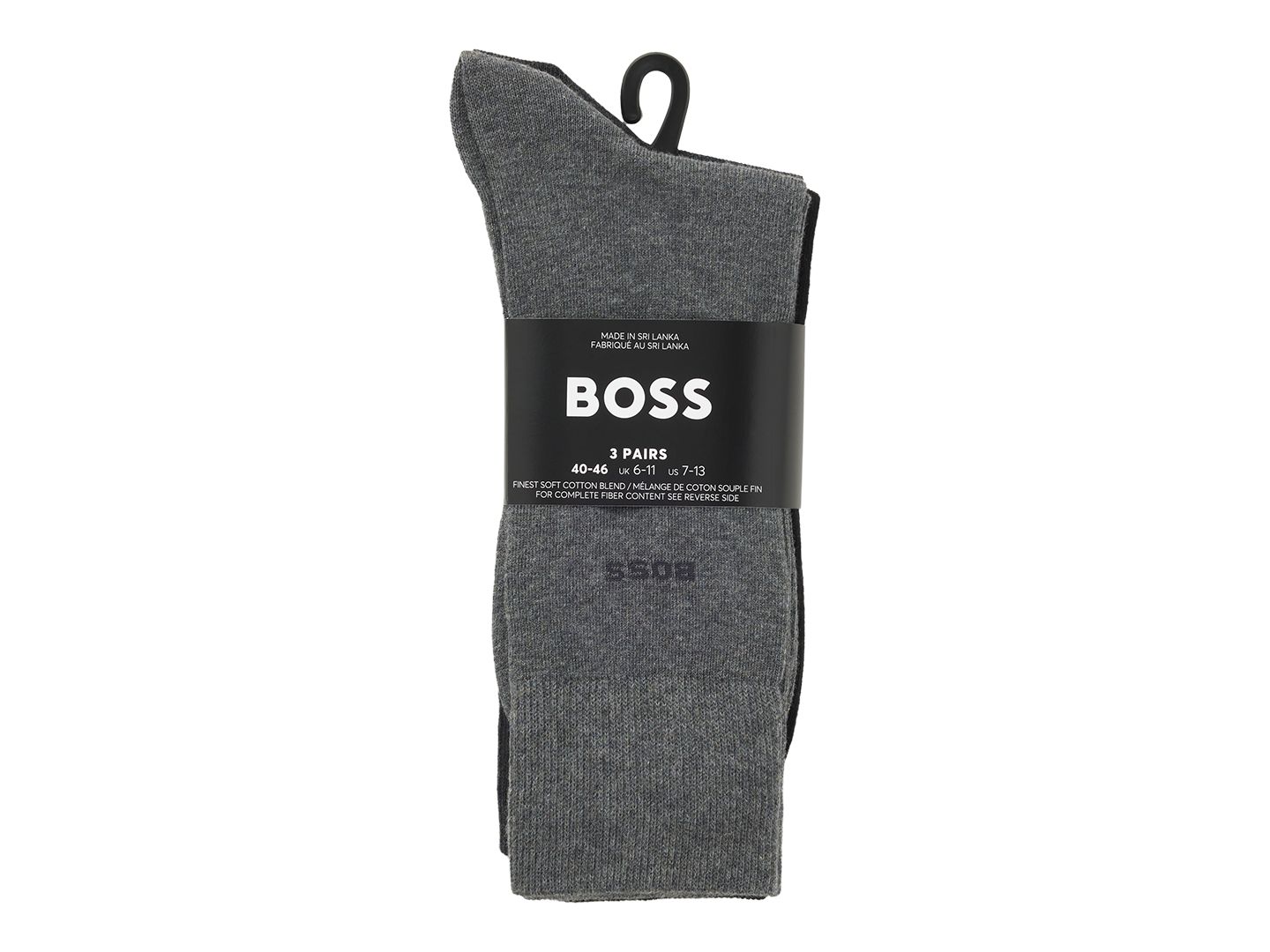 Носки Blend для мужчин, хлопок, 3 шт. — Hugo Boss, цвет: Серый / Чёрный — фото 3