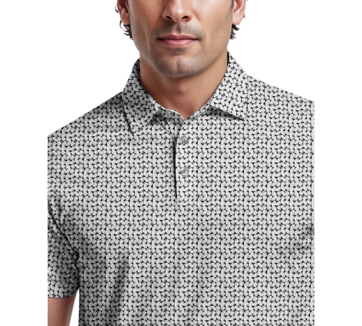 Pga Tour Men's Energized Geo Print Golf Polo Shirt