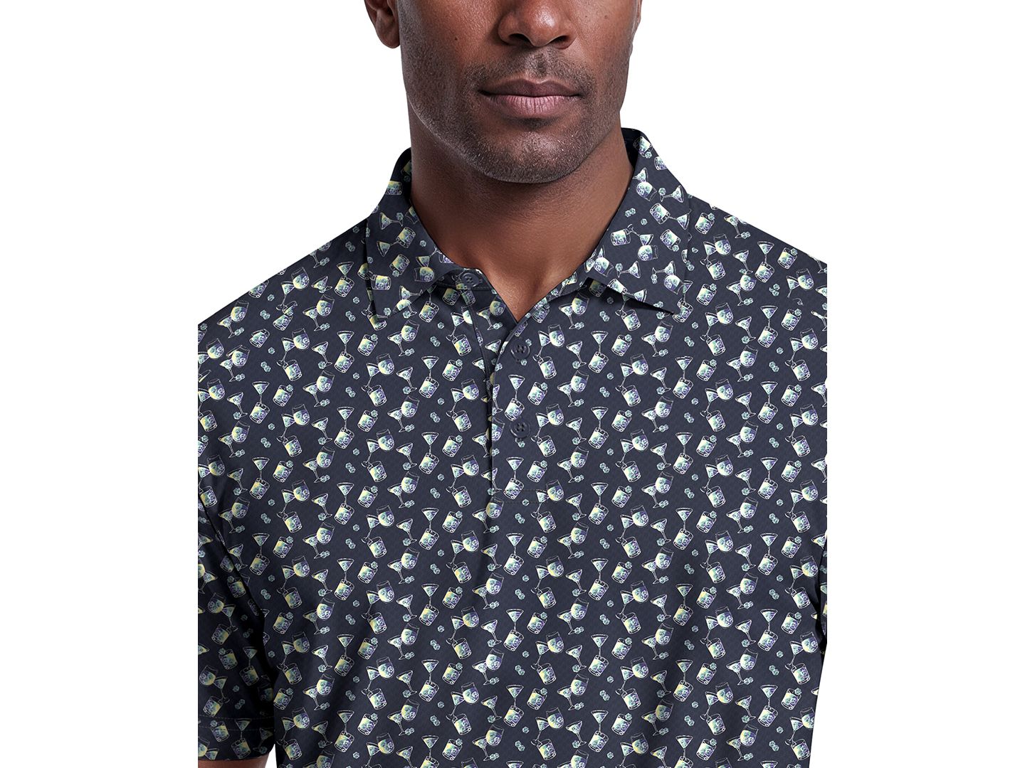 Мужское поло PGA TOUR Ombre Cocktail Print Short-Sleeve Polo Shirt, цвет: Peacoat — фото 3