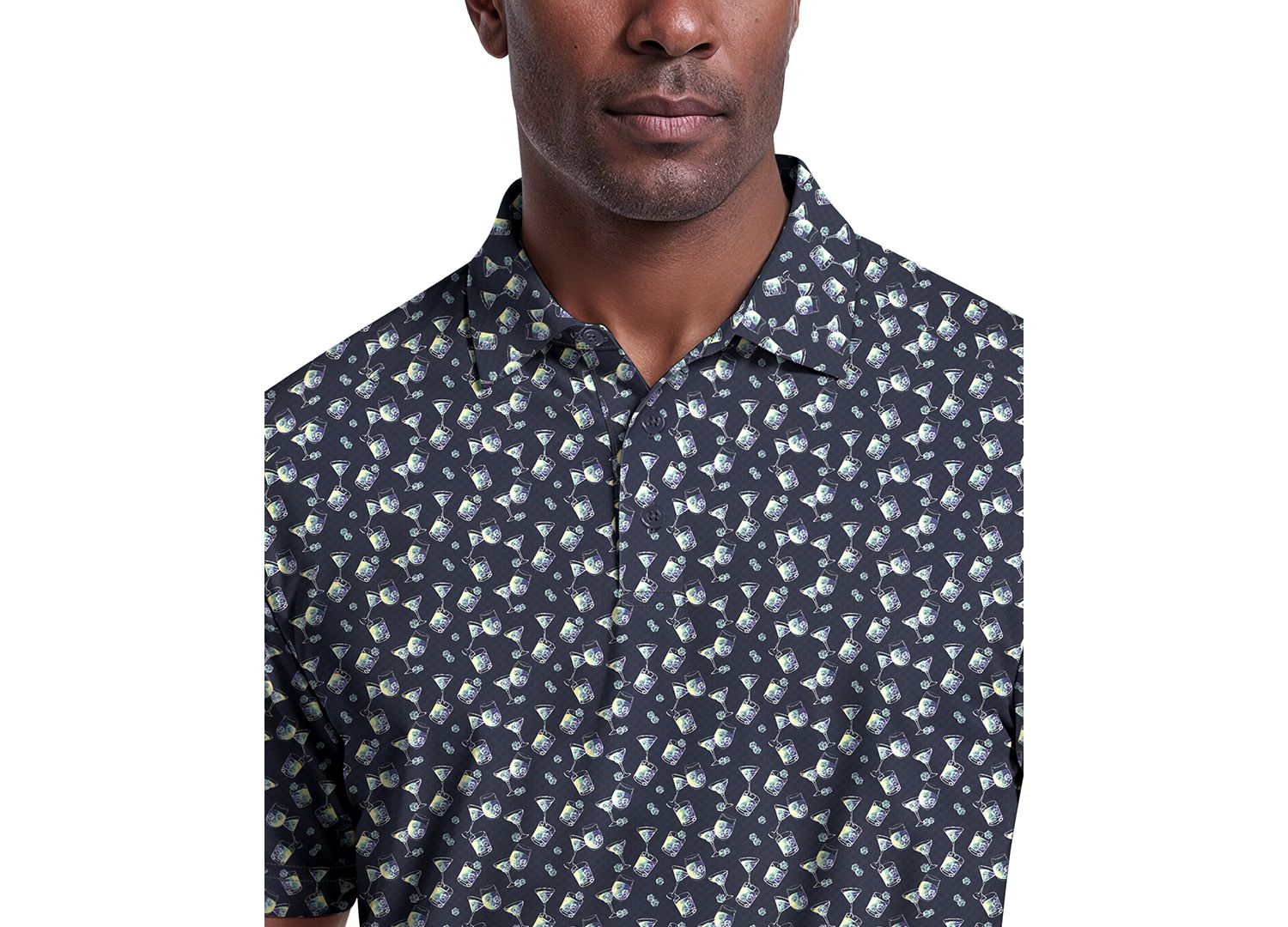 Men's Ombre Cocktail Print Short-Sleeve Polo Shirt