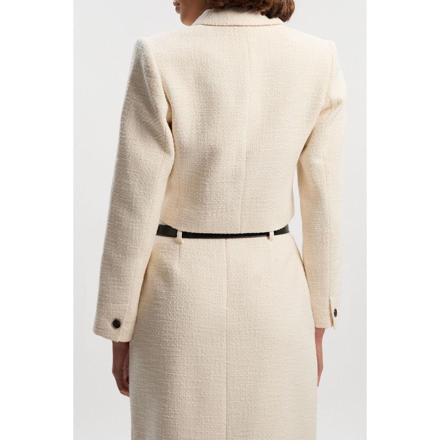 Женская куртка Karen Millen Double Button Tweed Cropped Jacket, цвет: Кремовый — фото 7