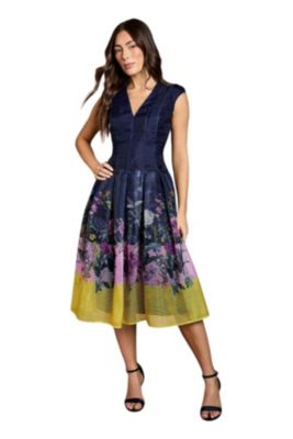 ladies navy dresses The Grand Dress in Navy Stretch XS