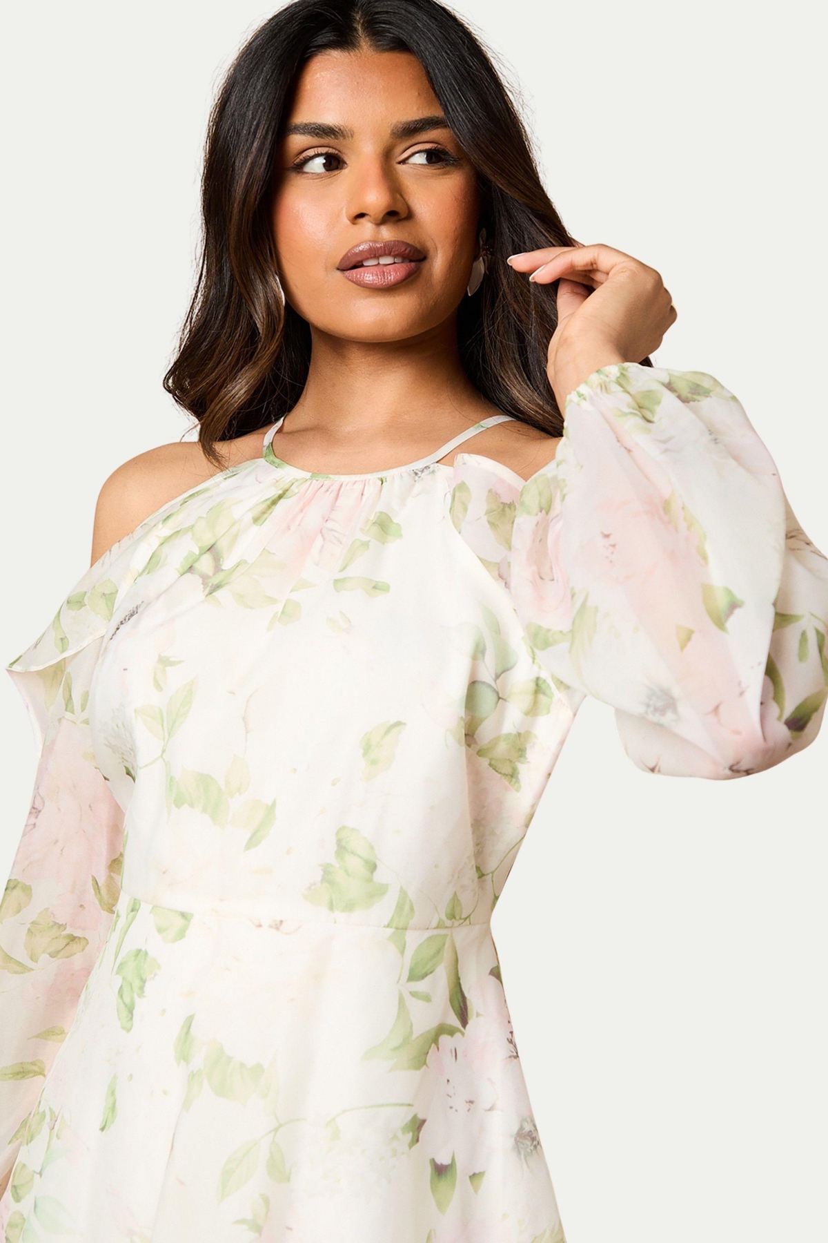 Oasis Women's Organza Cold Shoulder Midi Dress