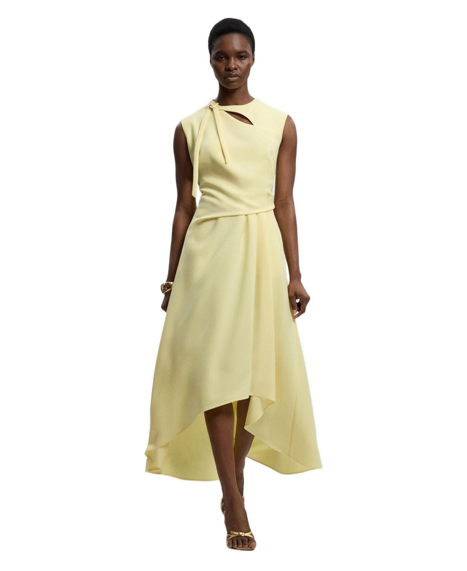Women's Tailored Drape Neck Midi Dress