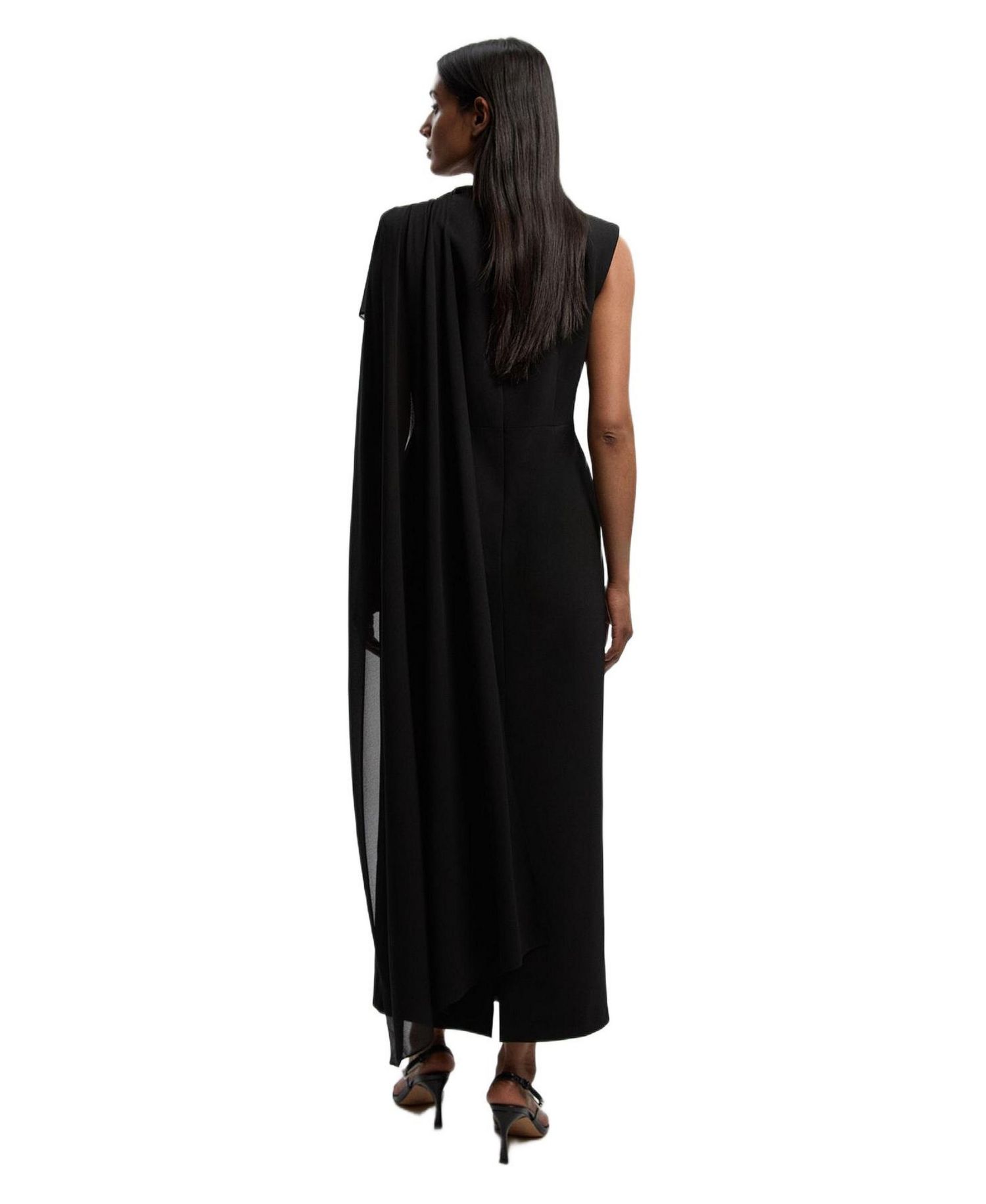 Women's Tailored Cape Drape Maxi Dress