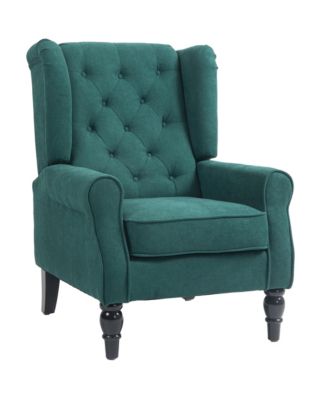 Button-Tufted Accent Chair with High Wingback Rounded Cushioned Armrests