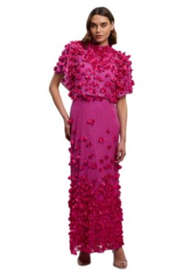 Women's Crystal Applique Angel Sleeve Maxi Dress