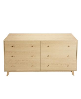 6 Drawer Dresser Wooden Chest of Drawers with Sliding Anti-tip Device Modern