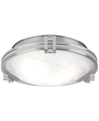 Deco Modern Ceiling Light Flush Mount Fixture  Wide Brushed Nickel 2-Light Marbleized Glass for Bedroom Kitchen Living Room