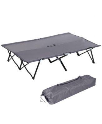 2 Person Folding Camping Cot for Adults, 50" Extra Wide Outdoor Portable Sleeping Cot with Carry Bag, Elevated Camping Bed, Beach Hiking