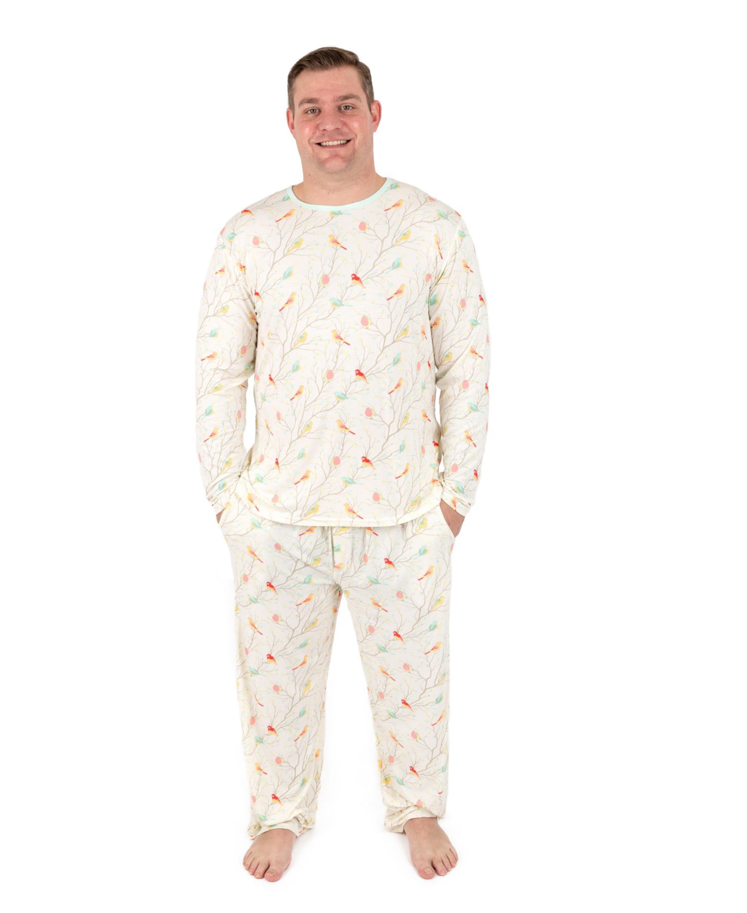 Men's Matching Family Two-Piece Cooling Bamboo Viscose Long Sleeve Pajamas