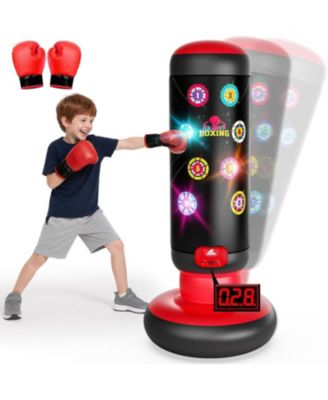 Punching Bag for Kids, Boxing Set with Scoring, Light, Music, 4 Game Modes, Inflatable Boxing Bag with Gloves
